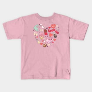 Emoji Heart XOXO Love Be Mine Happy Valentines Day Kids T-Shirt